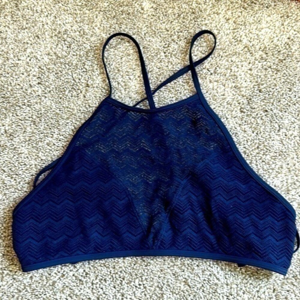 NWT navy blue bathing suit top size large